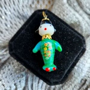 VINTAGE Miniature Glass Japanese Geisha Charm Pendant